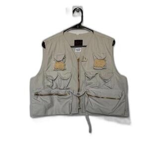 Vintage Hunting Tactical boxy Crop Khaki Vest 14 Pockets